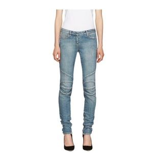 Balmain Blue Distressed Biker Jeans
